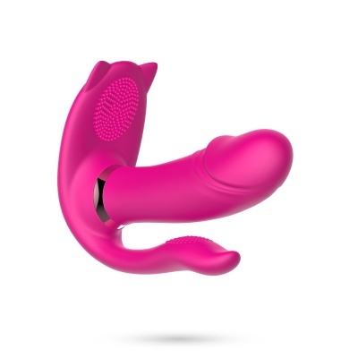 Vibrador cor-de-rosa com relevo e formato anatómico