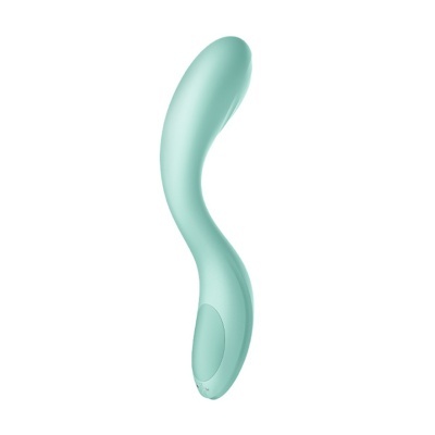Produto de silicone curvado verde-água em fundo branco
