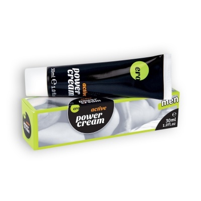 Creme ativo power cream para homens em tubo preto com embalagem verde e preta