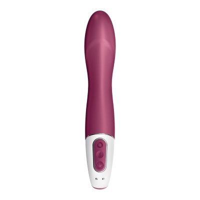 Vibrador roxo com base branca e botões
