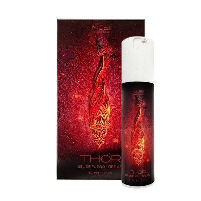 Gel de fogo Thor da NUE em embalagem preta e vermelha com labaredas
