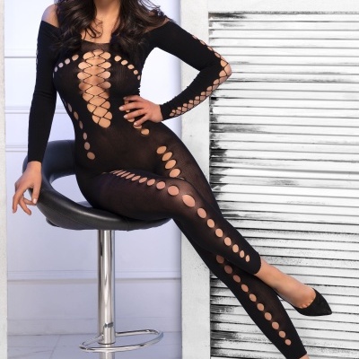 CATSUIT CR-4646 PRETO CHILIROSE
