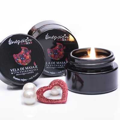 VELA COM FEROMONAS AROMA FRUTOS VERMELHOS 20ML TENTACIÓN PLAY SEX