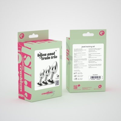 Embalagem de conjunto de treino anal com três plugs metálicos