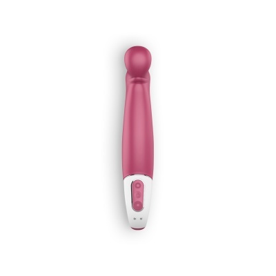 Vibrador rosa com base branca e botões