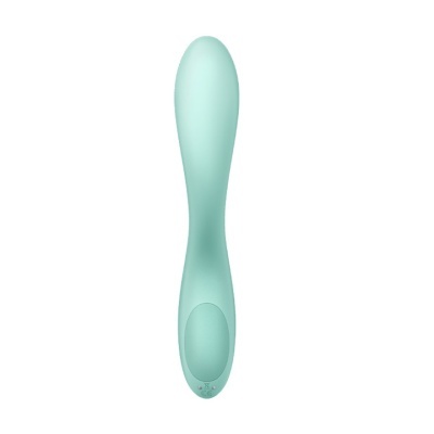 Vibrador verde água alongado em fundo branco