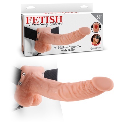 STRAP-ON OCO COM TESTÍCULOS 9' FETISH FANTASY SERIES BRANCO