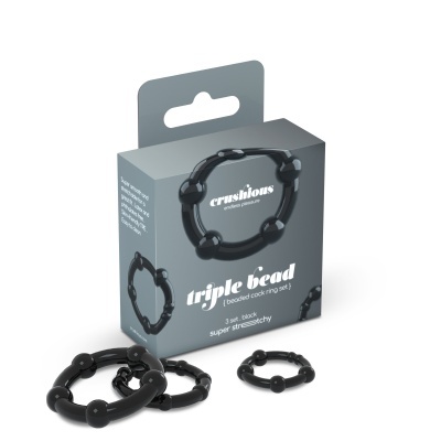 SET DE ANÉIS PENIANOS TRIPLE BEAD PRETOS CRUSHIOUS