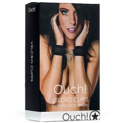 Caixa de algemas velcro para mãos e tornozelos com imagem de mulher na frente