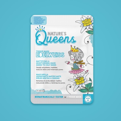 MÁSCARA DE TECIDO FACIAL MATIFICANTE NATURE?S QUEENS EDELVAISSE 25ML