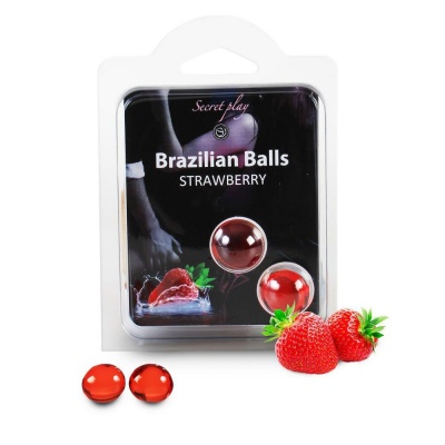 BOLAS LUBRIFICANTES BEIJÁVEIS BRAZILIAN BALLS SABOR A MORANGO 2 X 4GR