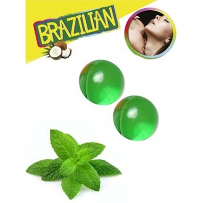 BOLAS LUBRIFICANTES BEIJÁVEIS BRAZILIAN BALLS SABOR A MENTA 2 X 4GR