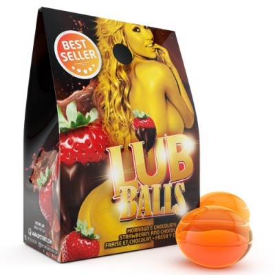 BOLAS LUBRIFICANTES COMESTÍVEIS LUB BALLS SABOR A MORANGO E CHOCOLATE 2 x 4GR