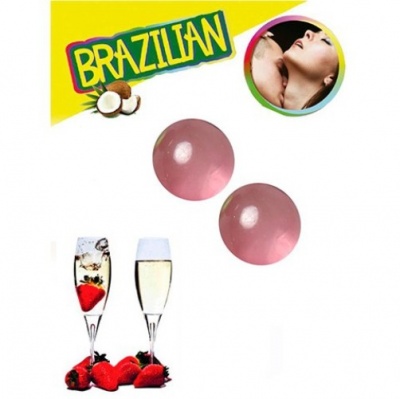 BOLAS LUBRIFICANTES BEIJÁVEIS BRAZILIAN BALLS SABOR A MORANGO CHAMPANHE 2 X 4GR