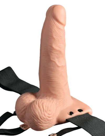 ARNÊS COM DILDO OCO RECARREGÁVEL 6' HOLLOW RECHARGEABLE STRAP-ON COM COMANDO FETISH FANTASY SERIES