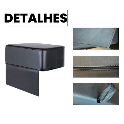 Organizador de carro preto em material sintético com detalhes de costuras