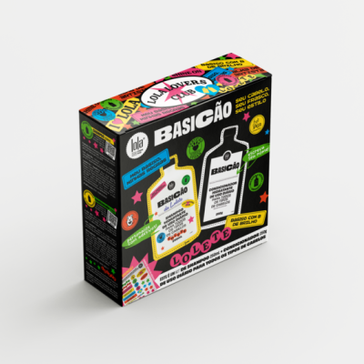 Embalagem colorida de produto para cuidado capilar Lola Lovers Club BASICÃO
