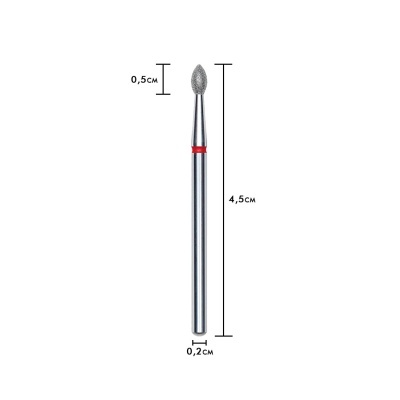 Ferramenta metálica para manicure com cabeça em forma de gota e anel vermelho