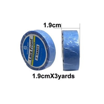 Fita adesiva azul para Lace Front, 1,9 cm x 3 jardas embalagem plástica