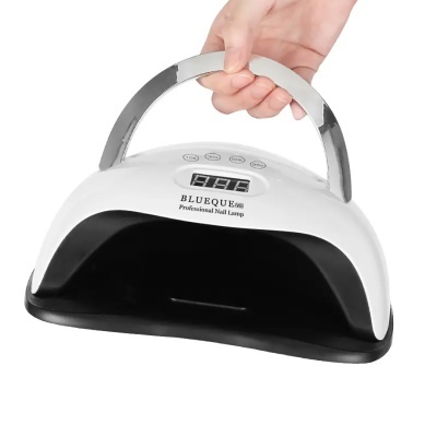 Lâmpada profissional para unhas branca e preta com visor digital e alça metálica