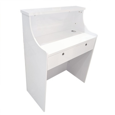 Secretária branca em madeira lacada com gaveta e painel inclinado