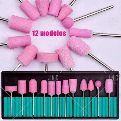 Kit Acessórios Set Manicure - 12 Brocas Pedra | Ref.860800