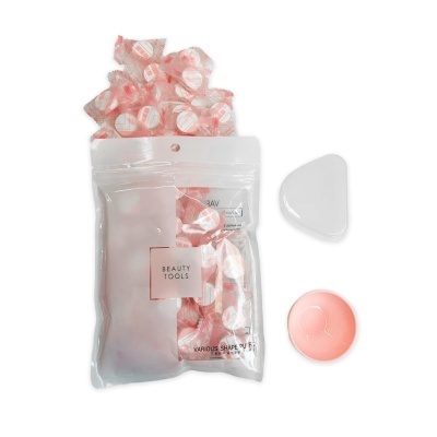 Separadores de dedos para pedicure rosa em saco plástico com ferramentas de plástico branca e rosa