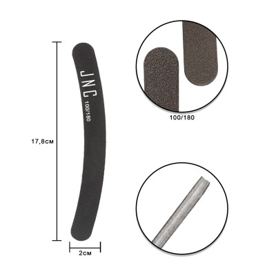 Lima de unha curva preta com texto JNG 100/180