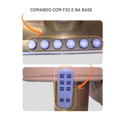 Comandos redondos metal dourado para móvel e comando remoto cinzento com botões