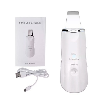 Dispositivo de limpeza facial Sonic Skin Scrubber com manual e cabo USB
