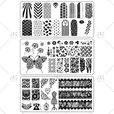 Autocolantes para unhas com padrões preto e branco variados