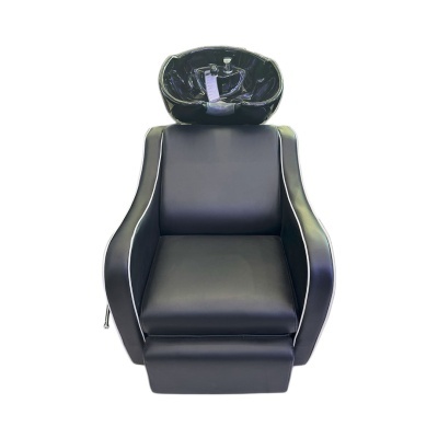 Cadeira preta para lavagem de cabelo com lavatório