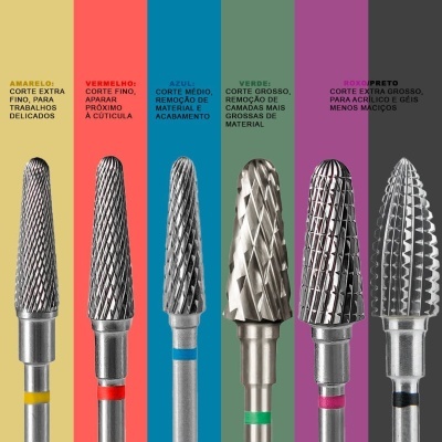 Broca de diamante, "agulha", vermelha, diâmetro da cabeça 1 mm, parte ativa 10 mm | Ref: 064854