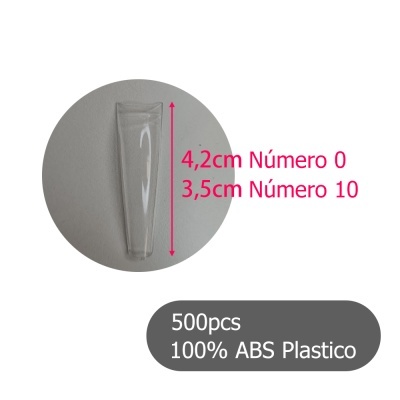 Tubo transparente com dimensões e texto em português