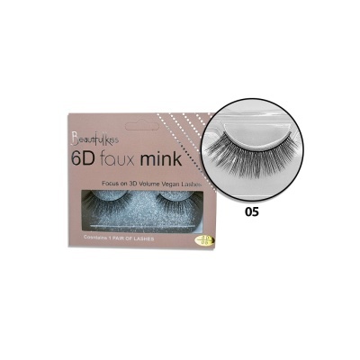 Pestanas postiças Beautyliss 6D faux mink modelo 05 em embalagem cor-de-rosa
