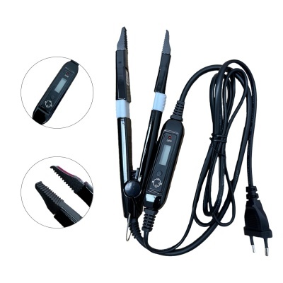 Prancha alisadora de cabelo preta com controlo digital e visor LCD