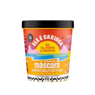 Máscara capilar Lola hidronutritiva em embalagem laranja com tampa preta