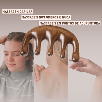 Pente de massagem com dente largo de madeira | Ref.864247