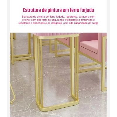 Mesa Manicure Veludo Rosa | Ref.863277 Rosa