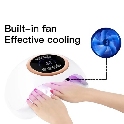 Dispositivo UV/LED branco para manicure com painel digital e ventoinha interna azul