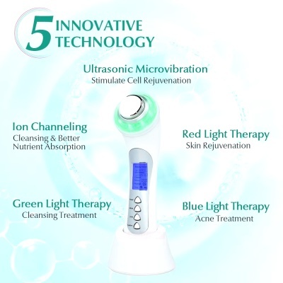 Massageador 5 em 1 para cuidados da pele - Ultrassónico | Ref.058390