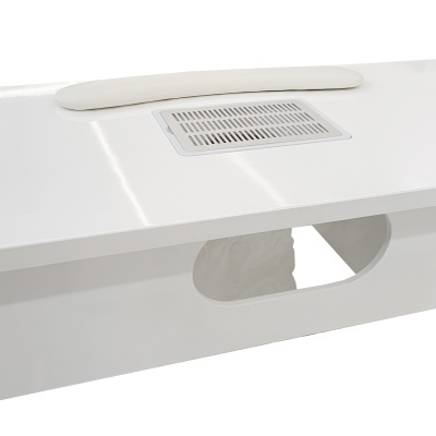 Mesa de manicure branca com almofada e grelha de ventilação