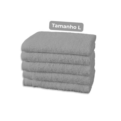 Pilhas de toalhas cinzas tamanho L