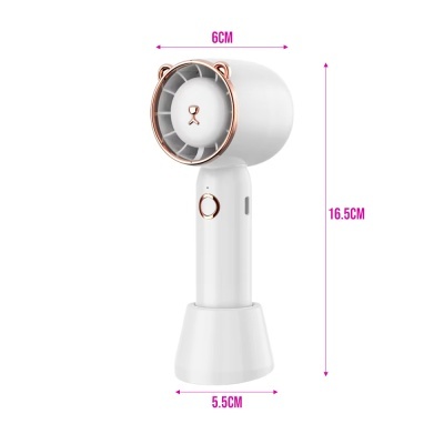 Ventoinha portátil branca em forma de urso com detalhes dourados