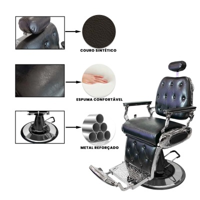 Cadeira de Barbeiro Classic - Prata | Ref.864115