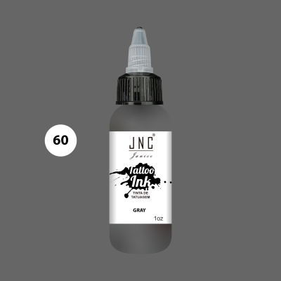 Frasco de tinta para tatuagem JNC cinza 1 oz com rótulo branco