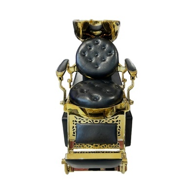 cadeira de cabeleireiro vintage dourada e preta