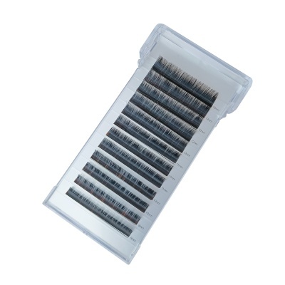 Extensões de pestanas em estojo transparente organizadas por tamanho