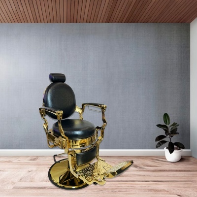 Cadeira de Barbeiro - Dourada Cromada | Ref.864112