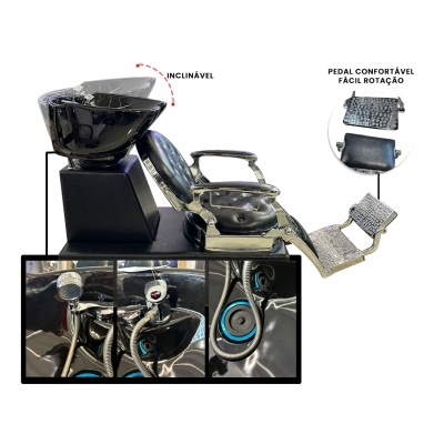 Rampa de Lavagem Barber Cromada | Ref.864117